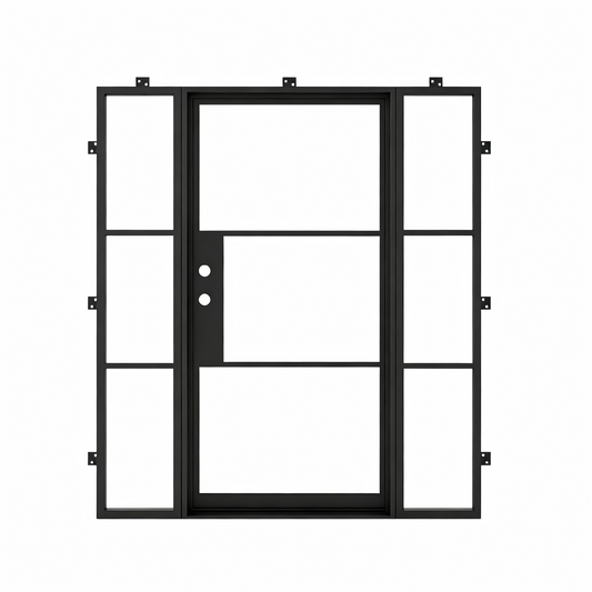 Light 3 - Single + Sidelights (Cold Weather + Thermal Break) | Steel French Doors (Ships 16-18 Weeks)