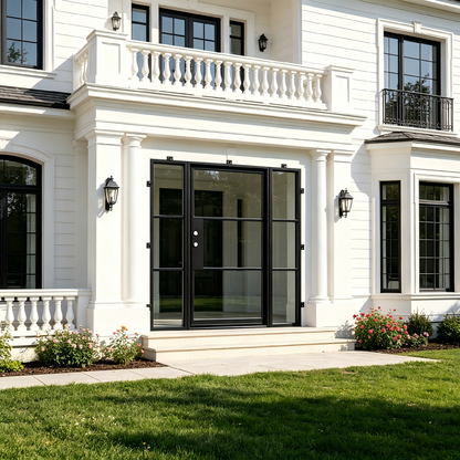 Light 3 - Single + Sidelights (Cold Weather + Thermal Break) | Steel French Doors (Ships 16-18 Weeks)