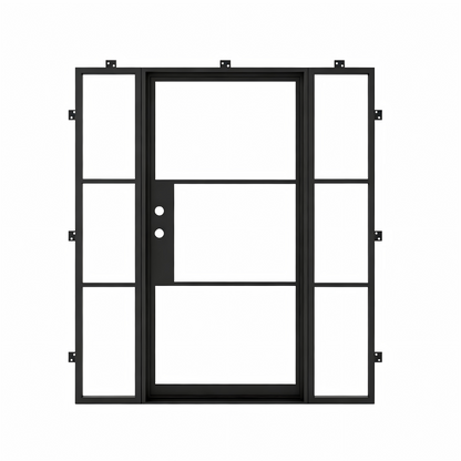Light 3 - Single + Sidelights (Cold Weather + Thermal Break) | Steel French Doors (Ships 16-18 Weeks)