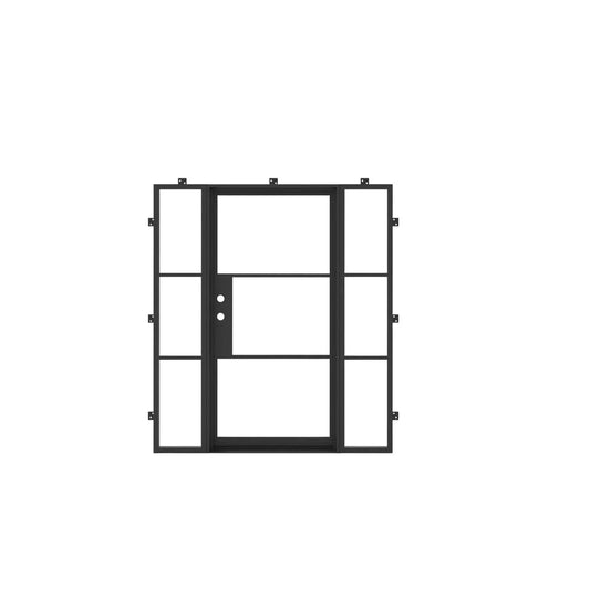 Light 3 - Single + Sidelights (Cold Weather + Thermal Break) | Steel French Doors (Ships 16-18 Weeks)