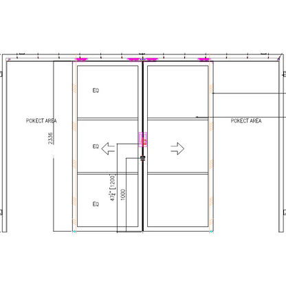 Pre-Order: Light 3 Interior - Double Pocket Door | Steel Pocket Doors